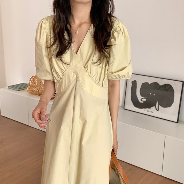 french temperament solid color v-neck high waist slim slimming puff sleeve dress three colors dresses for women 210429, Black;gray
french temperament solid color v-neck high waist slim slimming puff sleeve dress three colors dresses for women 210429, Black;gray