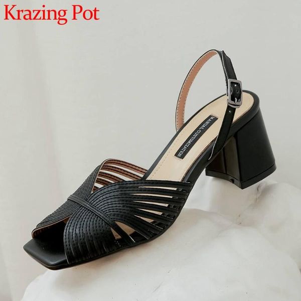 krazing pot summer fashion sandals peep square toe thick high heels hollow european style design buckle straps shoes women l95, Black
krazing pot summer fashion sandals peep square toe thick high heels hollow european style design buckle straps shoes women l95, Black