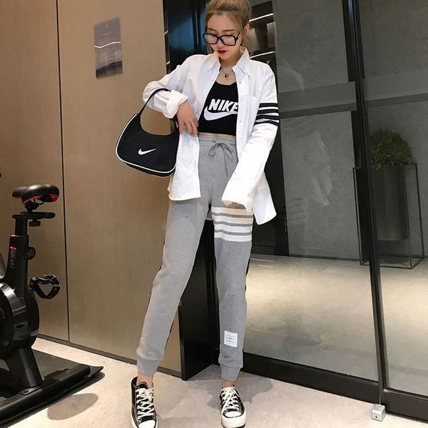 2020 spring autumn new tb yarn dyed stripe front back stitched cotton guard sports casual pants for men and women, White;black
2020 spring autumn new tb yarn dyed stripe front back stitched cotton guard sports casual pants for men and women, White;black
