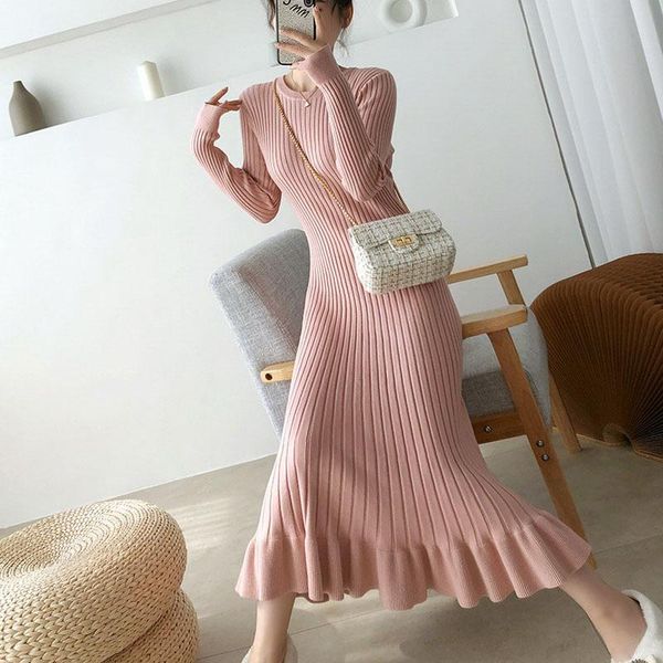 casual dresses autumn winter fishtail hem knitted women sweater dress o-neck slim bodycon long sleeve bottoming pink white fz02, Black;gray
casual dresses autumn winter fishtail hem knitted women sweater dress o-neck slim bodycon long sleeve bottoming pink white fz02, Black;gray