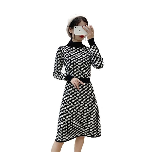 knitted dress women autumn winter korean elegant retro houndstooth print mid-length high waist slim dresses female lr1298 210531, Black;gray
knitted dress women autumn winter korean elegant retro houndstooth print mid-length high waist slim dresses female lr1298 210531, Black;gray