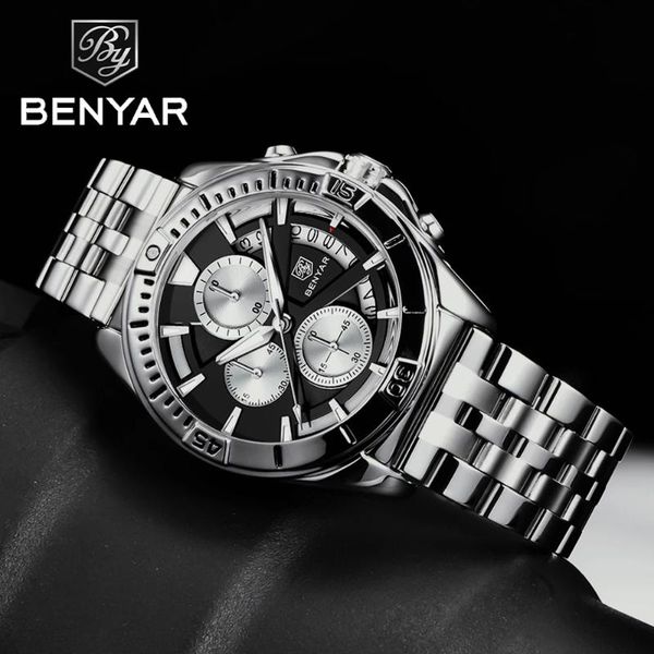 wristwatches benyar luxury men's quartz wristwatch stainless steel folding clasp waterproof clock luminous automatic date fashion male, Slivery;brown
wristwatches benyar luxury men's quartz wristwatch stainless steel folding clasp waterproof clock luminous automatic date fashion male, Slivery;brown