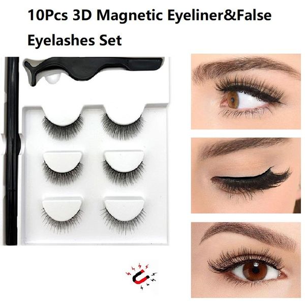 10pcs 3d magnetic eyeliner liquid false eyelashes set 3 pairs waterproof with tweezer wholesale cosmetic
10pcs 3d magnetic eyeliner liquid false eyelashes set 3 pairs waterproof with tweezer wholesale cosmetic