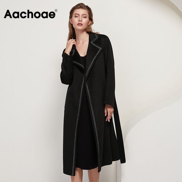 aachoae black color 100% wool coat women elegant striped long coats lady turn down collar bandage overcoat long sleeve outerwear 210413
aachoae black color 100% wool coat women elegant striped long coats lady turn down collar bandage overcoat long sleeve outerwear 210413