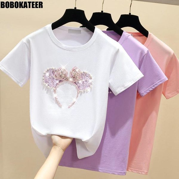women's t-shirt summer white tshirt women vintage korean clothes t shirt casual pink cute beading tee short sleeve fashion 2021
women's t-shirt summer white tshirt women vintage korean clothes t shirt casual pink cute beading tee short sleeve fashion 2021