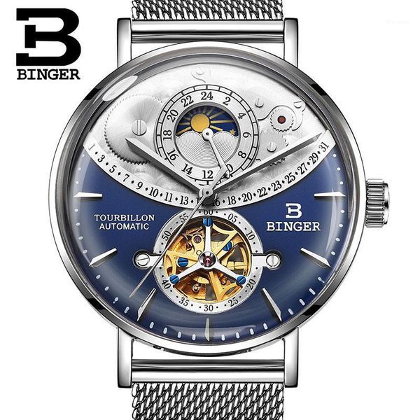 switzerland automatic watch men binger skeleton mechanical watches full steel sapphire relogio masculino waterproof blue wristwatches, Slivery;brown
switzerland automatic watch men binger skeleton mechanical watches full steel sapphire relogio masculino waterproof blue wristwatches, Slivery;brown