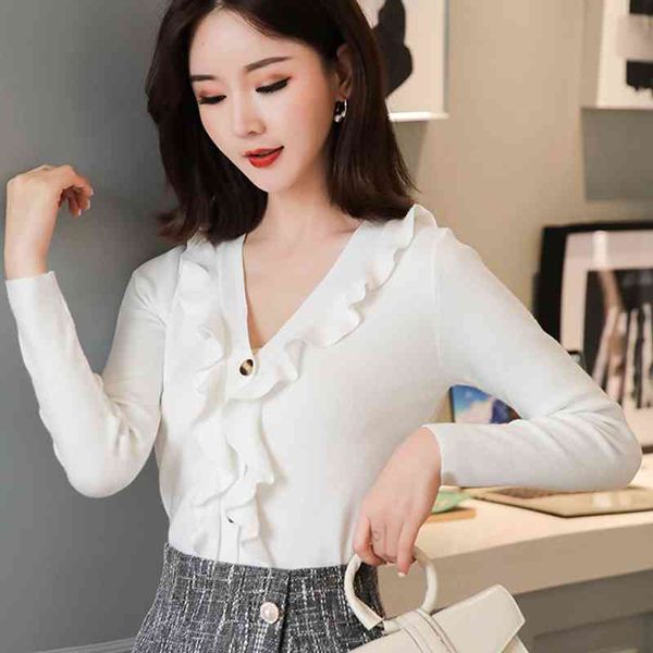 feminine bottom knitted sweater spring ruffle 5 color fashion long sleeved women's clothes 11f 210420, White;black
feminine bottom knitted sweater spring ruffle 5 color fashion long sleeved women's clothes 11f 210420, White;black