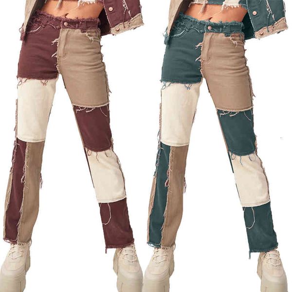 jean women patchwork fashion washed vintage contrasting color denim high street lady jeans straight flare pants, Blue
jean women patchwork fashion washed vintage contrasting color denim high street lady jeans straight flare pants, Blue