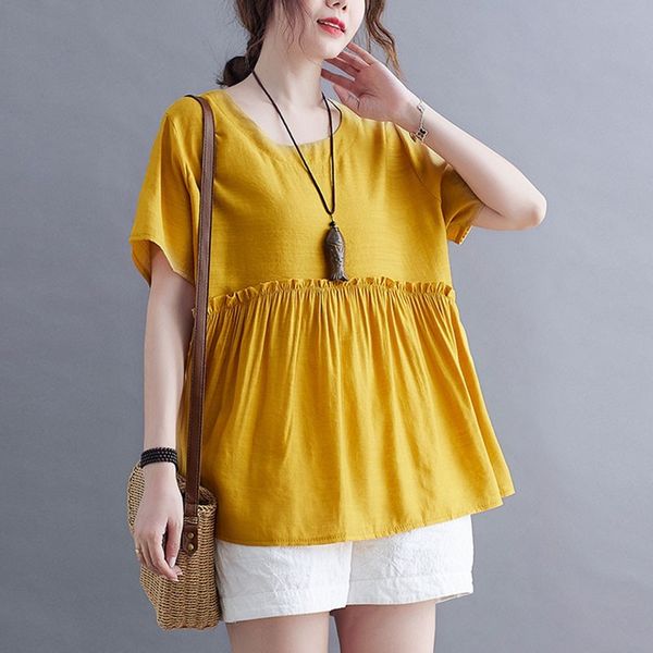 women summer cotton linen casual t-shirts new arrival fashion y style o-neck solid color loose female tees s3520 210412, White
women summer cotton linen casual t-shirts new arrival fashion y style o-neck solid color loose female tees s3520 210412, White