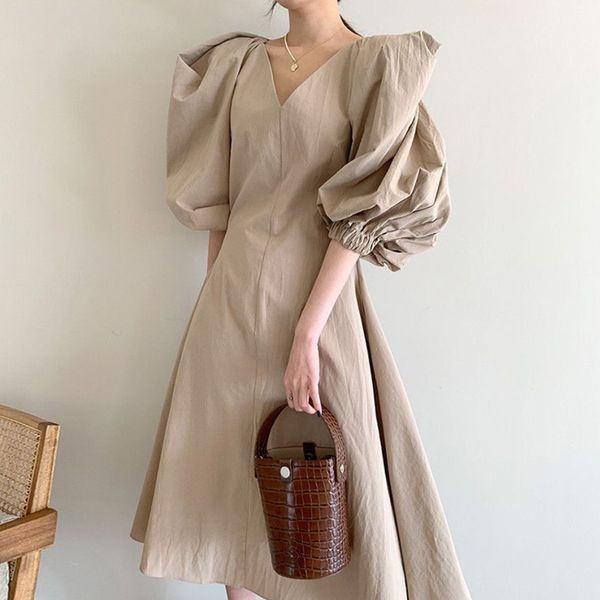 summer dress korean chic french slim v-neck dresses waist length over knee large swing bubble sleeve dress for women size xl, Black;gray
summer dress korean chic french slim v-neck dresses waist length over knee large swing bubble sleeve dress for women size xl, Black;gray