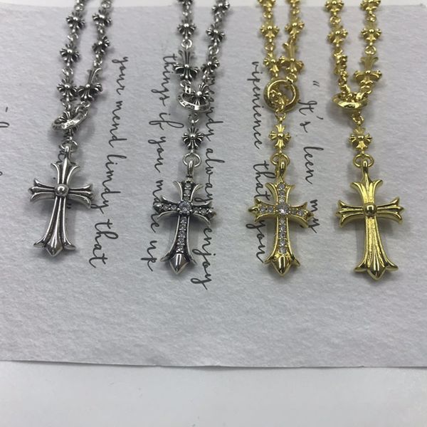 design jewelry croquet necklace s925 copper time flow cross one pendant flower chain personality fashion couple, Black
design jewelry croquet necklace s925 copper time flow cross one pendant flower chain personality fashion couple, Black