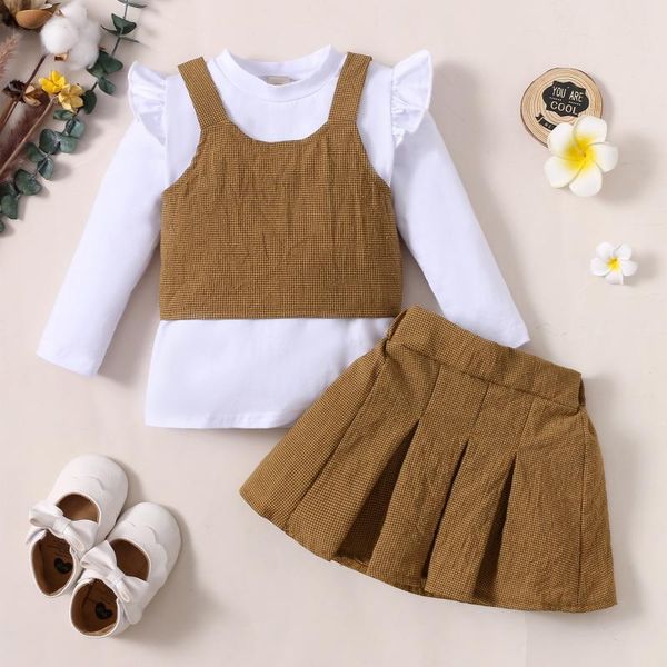 clothing sets fashion kid girls autumn clothes 3pcs solid long sleeve pullover t shirts pleated skirt plaid camisole outfit, White
clothing sets fashion kid girls autumn clothes 3pcs solid long sleeve pullover t shirts pleated skirt plaid camisole outfit, White