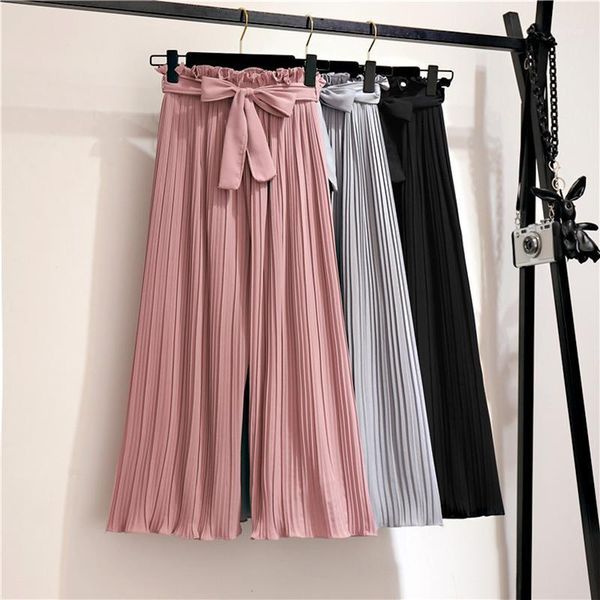 women's pants & capris dasswei fashion chiffon wide leg women 2021 summer pleated female high waist loose bow bandage casual trousers, Black;white
women's pants & capris dasswei fashion chiffon wide leg women 2021 summer pleated female high waist loose bow bandage casual trousers, Black;white