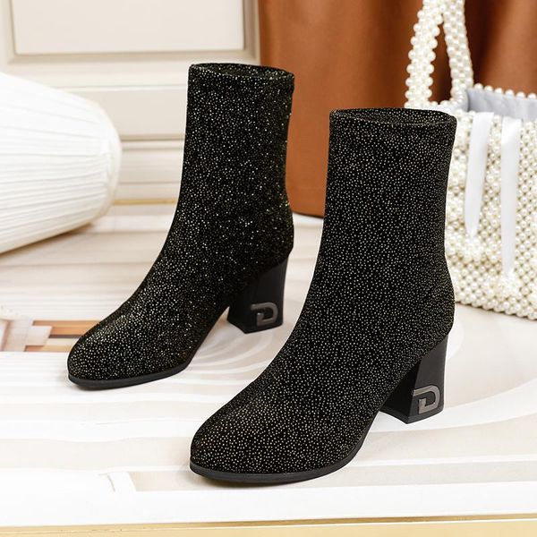 boots women british style flock velvet stretch casual fashion internal leather european and american all match, Black
boots women british style flock velvet stretch casual fashion internal leather european and american all match, Black