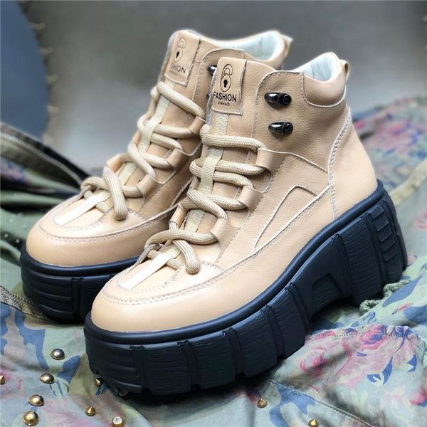 boots 2021 autumn and winter brand leather rivet cross with color matching muffin platform female, Black 
boots 2021 autumn and winter brand leather rivet cross with color matching muffin platform female, Black