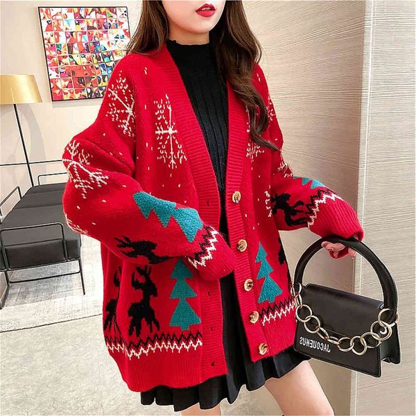 coat female christmas sweater long section loose autumn and korean winter knitted cardigan, Tan;black
coat female christmas sweater long section loose autumn and korean winter knitted cardigan, Tan;black