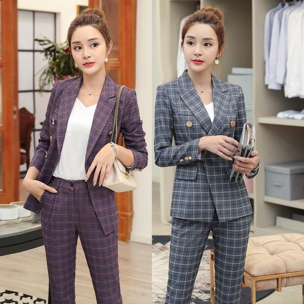 purple plaid 2 piece outfits for women uniform designs office elegant business ladies suits with pant work wear women's & blazers, White;black
purple plaid 2 piece outfits for women uniform designs office elegant business ladies suits with pant work wear women's & blazers, White;black
