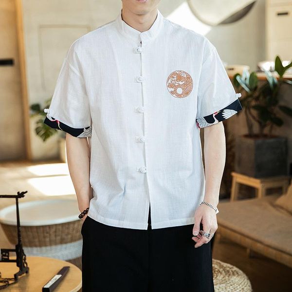 #0517 white black blue cotton linen short sleeve shirt men embroidery chinese style mandarin collar mens shirts regular fit 5xl men's c
#0517 white black blue cotton linen short sleeve shirt men embroidery chinese style mandarin collar mens shirts regular fit 5xl men's c