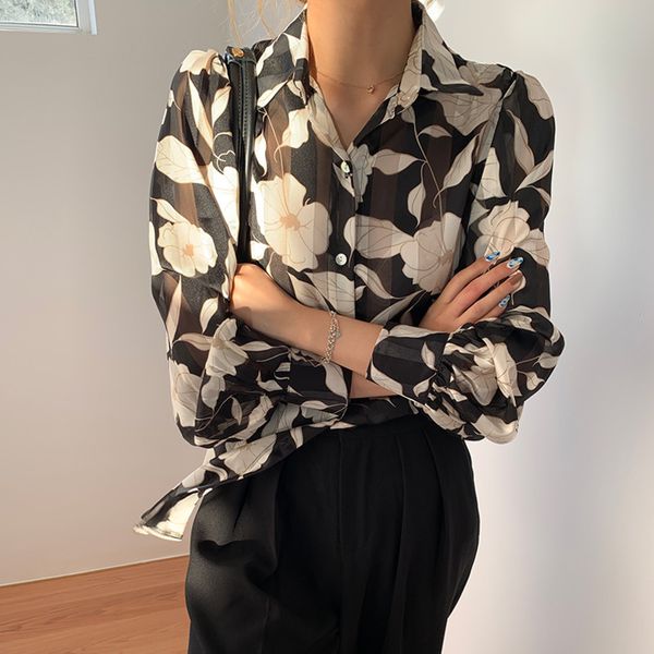 women's blouses & shirts spring summer 2021 women chiffon vintage floral print turn down collar lantern sleeve blusas roupa f, White
women's blouses & shirts spring summer 2021 women chiffon vintage floral print turn down collar lantern sleeve blusas roupa f, White