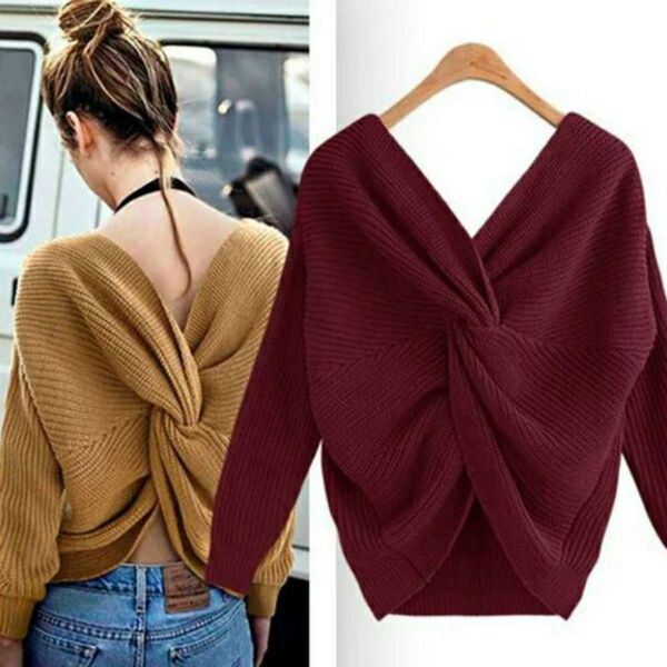 women's sweaters 2021 autumn and winter solid color cross-over back pullover sweater v-neck two-sided wear thin knitted women, White;black
women's sweaters 2021 autumn and winter solid color cross-over back pullover sweater v-neck two-sided wear thin knitted women, White;black