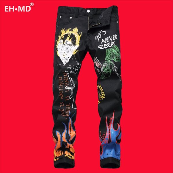 fashion jeans ehmd graffiti black men's flame skull print 90s street style cotton zipper trousers 2021 trend personality thin feet, Blue
fashion jeans ehmd graffiti black men's flame skull print 90s street style cotton zipper trousers 2021 trend personality thin feet, Blue