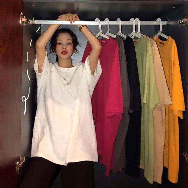 long loose t-shirt hipster harajuku 100% cotton tee shirt 22 solid color basic t women casual o-neck female women's, White
long loose t-shirt hipster harajuku 100% cotton tee shirt 22 solid color basic t women casual o-neck female women's, White