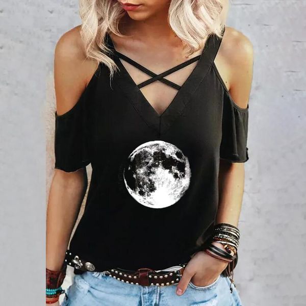 women's t-shirt fashion women v-neck printed short sleeve hollow out shoulder tee ssummer ladies casual loose, White
women's t-shirt fashion women v-neck printed short sleeve hollow out shoulder tee ssummer ladies casual loose, White