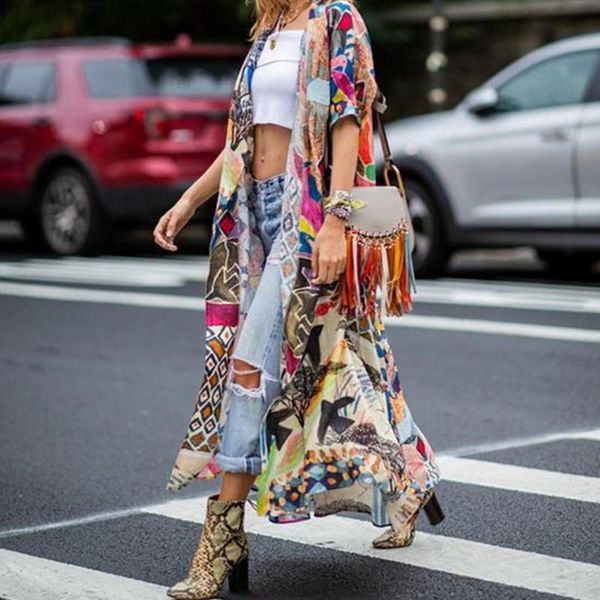 women's blouses & shirts bohemian printed half sleeve summer beach wear long kimono cardigan tunic women blouse shirt sarong plage, White 
women's blouses & shirts bohemian printed half sleeve summer beach wear long kimono cardigan tunic women blouse shirt sarong plage, White