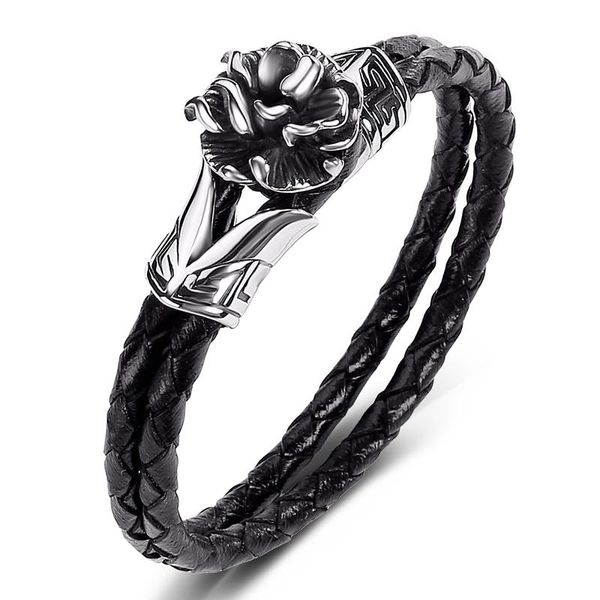 charm bracelets black red genuine leather braided bracelet men jewelry punk party bangles stainless steel flower shape male wristband gifts, Golden;silver
charm bracelets black red genuine leather braided bracelet men jewelry punk party bangles stainless steel flower shape male wristband gifts, Golden;silver