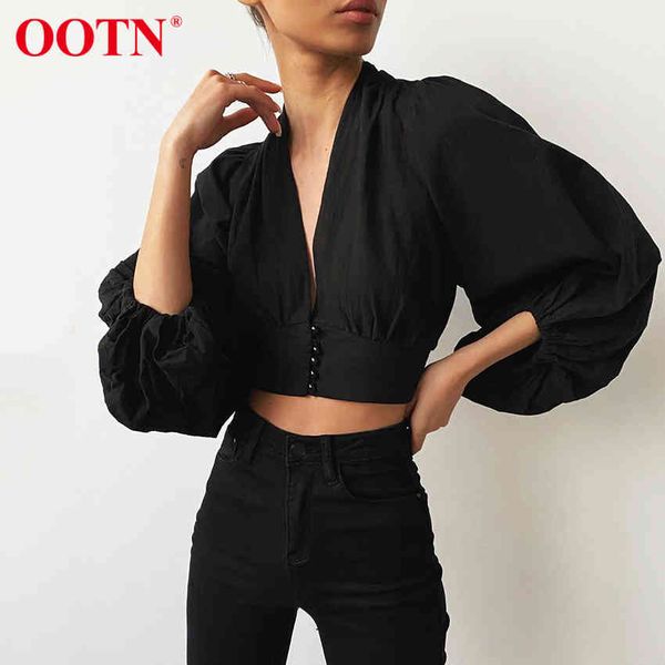 ootn crop shirt black lantern sleeve women blouse v neck tunic female single-breasted streetwear ladies blouses 210413, White
ootn crop shirt black lantern sleeve women blouse v neck tunic female single-breasted streetwear ladies blouses 210413, White