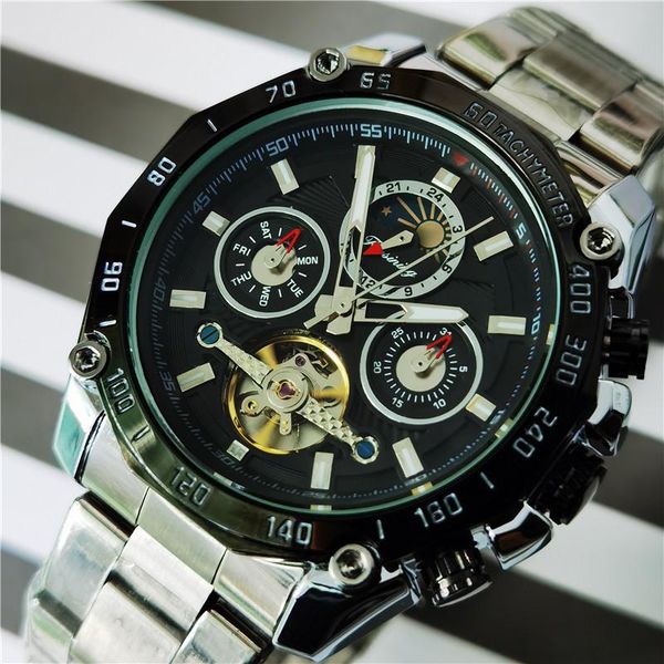 forsining 2021 black male mechanical watches automatic multifunction tourbillon moon phase date racing sport steel band relogio wristwatches, Slivery;brown
forsining 2021 black male mechanical watches automatic multifunction tourbillon moon phase date racing sport steel band relogio wristwatches, Slivery;brown