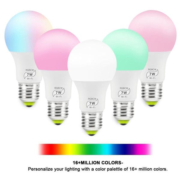 smart home control 1/5pcs light wifi e27 led lamp bulb 7w rgbcw cool warm lights year work with alexa google ac100-240v
smart home control 1/5pcs light wifi e27 led lamp bulb 7w rgbcw cool warm lights year work with alexa google ac100-240v