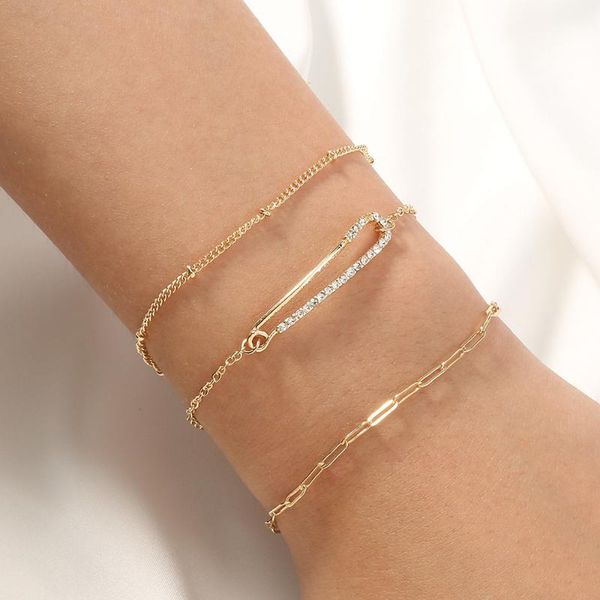 link, chain selling trendy fashion product jewelry accessories geometric metal plated bracelet sets for women, Black
link, chain selling trendy fashion product jewelry accessories geometric metal plated bracelet sets for women, Black