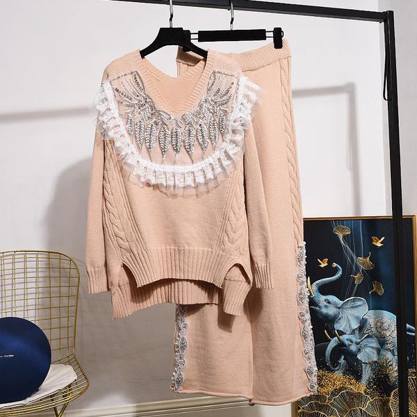 women's two piece pants knitted set women autumn fashion ruffle beading long sleeve knitwear+wide-leg ladies outfits, White
women's two piece pants knitted set women autumn fashion ruffle beading long sleeve knitwear+wide-leg ladies outfits, White
