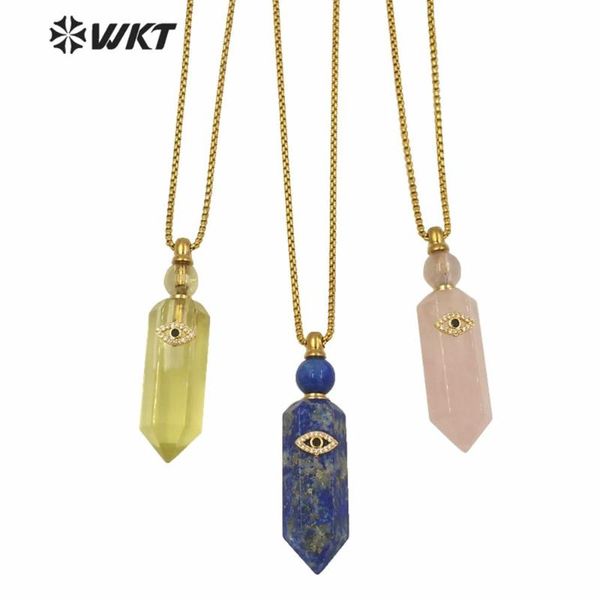 wt-n1248 natural stone women perfume bottle necklace evil eye charm color link chain essential oil pendant necklaces, Silver
wt-n1248 natural stone women perfume bottle necklace evil eye charm color link chain essential oil pendant necklaces, Silver