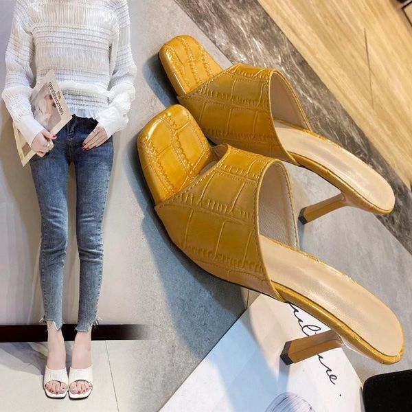 sandals summer women's slippers snake grain muller high heels flat head party solid color shoes, Black
sandals summer women's slippers snake grain muller high heels flat head party solid color shoes, Black