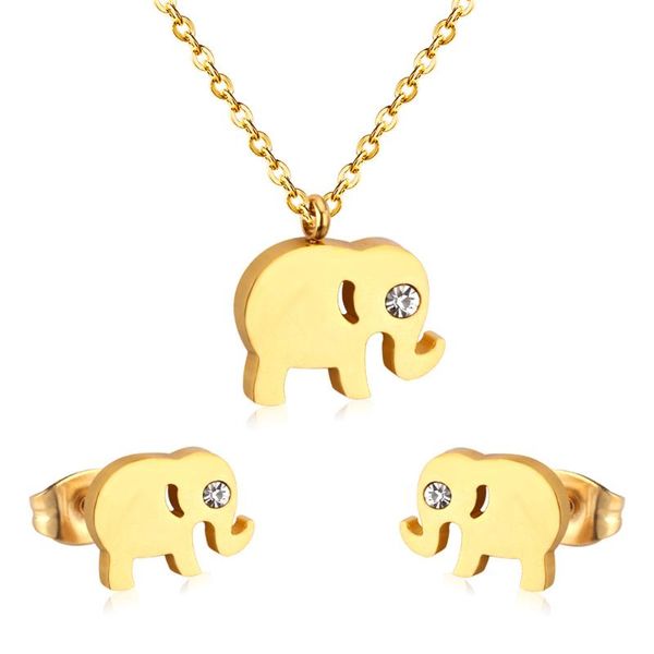 earrings & necklace 100% stainless steel fashion cute elephant with zircon small set for ladies, Silver
earrings & necklace 100% stainless steel fashion cute elephant with zircon small set for ladies, Silver