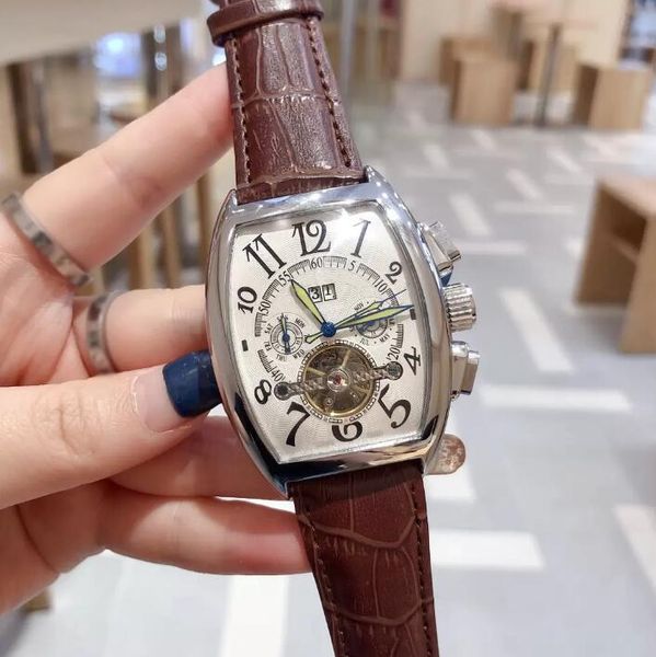 classic large flywheel design complex explosive models watches automatic mechanical multi-function men's watch calfskin strap durable a, Slivery;brown
classic large flywheel design complex explosive models watches automatic mechanical multi-function men's watch calfskin strap durable a, Slivery;brown