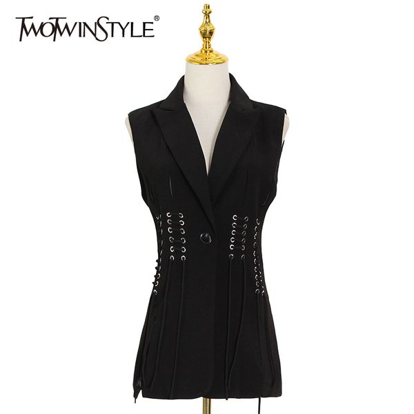 casual black lace up coat for women lapel sleeveless split slim korean coats female spring fashion clothes 210524, Black;white
casual black lace up coat for women lapel sleeveless split slim korean coats female spring fashion clothes 210524, Black;white