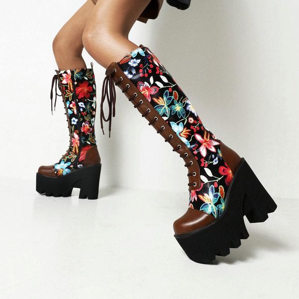 boots lady autumn winter embroidered knee high fashion platform cross tied zipper women shoes female super heel long, Black
boots lady autumn winter embroidered knee high fashion platform cross tied zipper women shoes female super heel long, Black