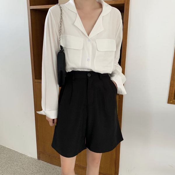 ol summer loose casual straight high waist suit shorts minimalist solid fashion wide leg short pants women bottoms 210421, White;black
ol summer loose casual straight high waist suit shorts minimalist solid fashion wide leg short pants women bottoms 210421, White;black