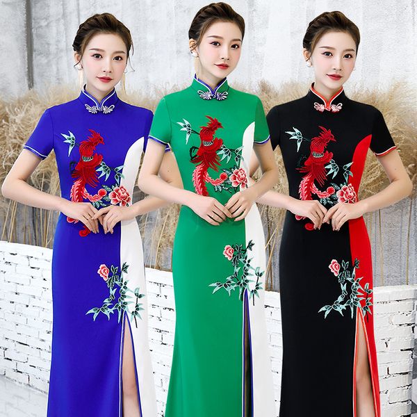 elegant phoenix flower embroidery applique satin chinese cheongsam female party dress vintage handmade button qipao oversize 5xl, Red
elegant phoenix flower embroidery applique satin chinese cheongsam female party dress vintage handmade button qipao oversize 5xl, Red