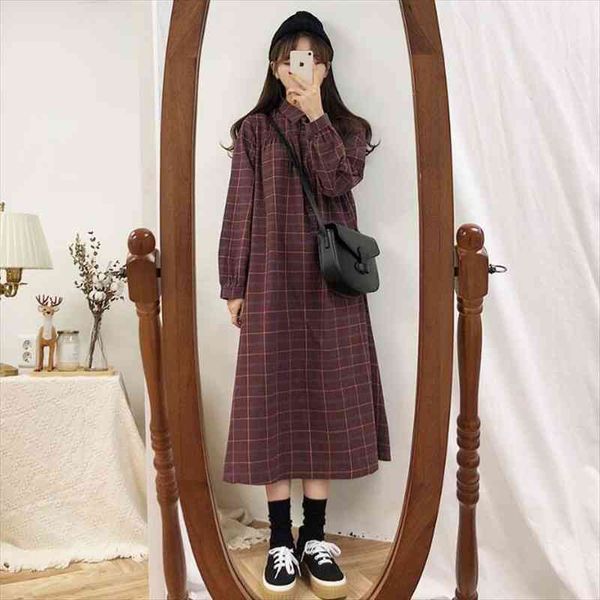 long sleeve dress for women plaid vintage korean style ulzzang simple school loose all-match casual fashion daily women dress, Black;gray
long sleeve dress for women plaid vintage korean style ulzzang simple school loose all-match casual fashion daily women dress, Black;gray