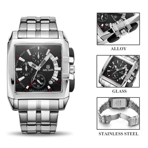 wristwatches 2021 megir men's fashion quartz silver steel wristwatch waterproof chronograph calendar male sport clock relogio, Slivery;brown
wristwatches 2021 megir men's fashion quartz silver steel wristwatch waterproof chronograph calendar male sport clock relogio, Slivery;brown