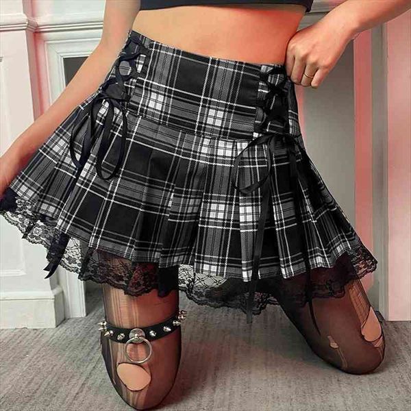 school lace up goth womens skirt y2k pink stripe plaid trim pleated punk dark academia aesthetic e girl clothes, Black
school lace up goth womens skirt y2k pink stripe plaid trim pleated punk dark academia aesthetic e girl clothes, Black