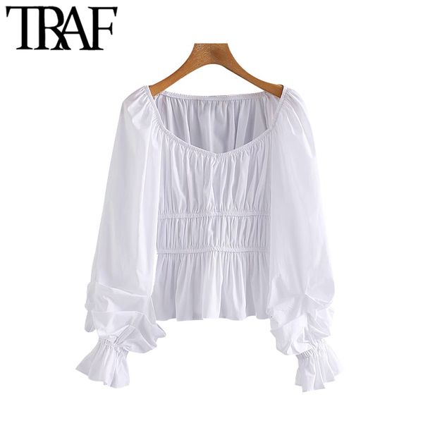 traf women sweet fashion ruffled white blouses vintage v neck long sleeve female shirts blusas chic 210415
traf women sweet fashion ruffled white blouses vintage v neck long sleeve female shirts blusas chic 210415