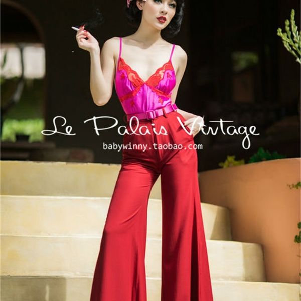 women's pants & capris freight le vintage palais elegant retro classic dark red thin waist all-match broad leg pants, Black;white
women's pants & capris freight le vintage palais elegant retro classic dark red thin waist all-match broad leg pants, Black;white