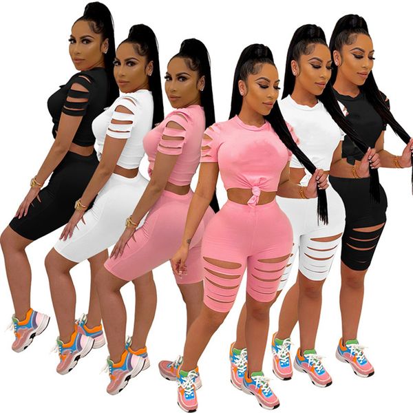 plus size women casual tracksuits ripped outfits hollot out two piece sets sports jogger suit summer clothing short sleeve t shirt+shorts 50, Gray
plus size women casual tracksuits ripped outfits hollot out two piece sets sports jogger suit summer clothing short sleeve t shirt+shorts 50, Gray