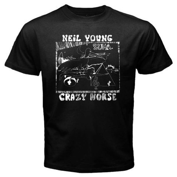 new neil young crazy horse zuma logo men's black t-shirt size s to 3xl, White;black 
new neil young crazy horse zuma logo men's black t-shirt size s to 3xl, White;black