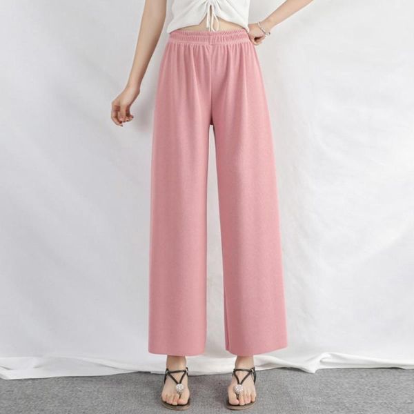 women ice silk wide leg pants high waist solid color elastic design nine point pantalones mujer cintura alta w@ women's & capris, Black;white
women ice silk wide leg pants high waist solid color elastic design nine point pantalones mujer cintura alta w@ women's & capris, Black;white